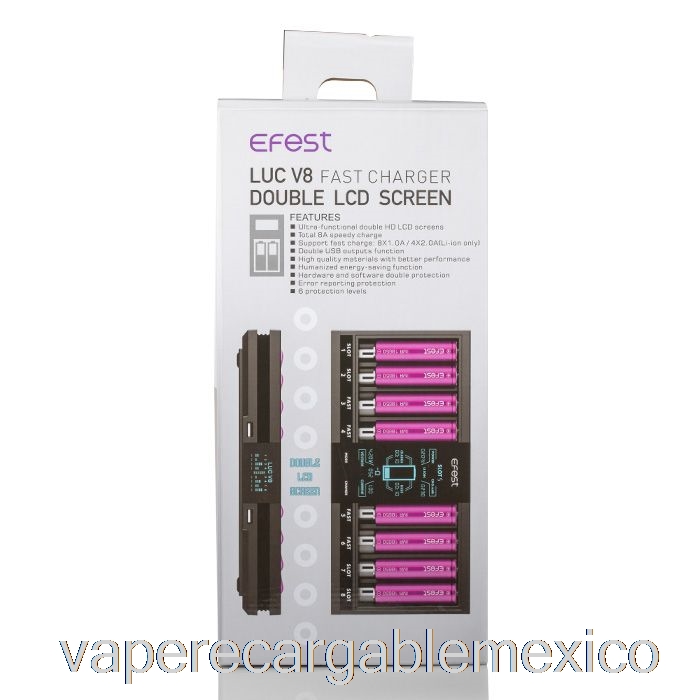 Vape Recargable Efest Luc V8 Doble Pantalla Lcd Cargador De Batería Rápido
