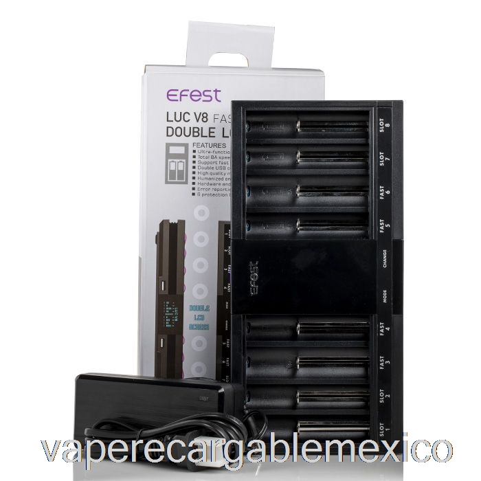 Vape Recargable Efest Luc V8 Doble Pantalla Lcd Cargador De Batería Rápido