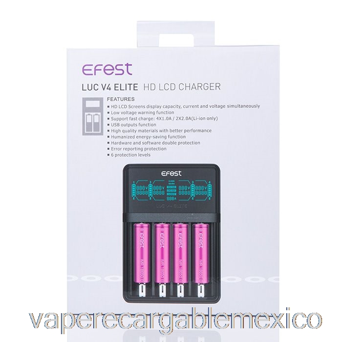 Vape Recargable Efest Luc V4 Elite Hd Lcd Cargador