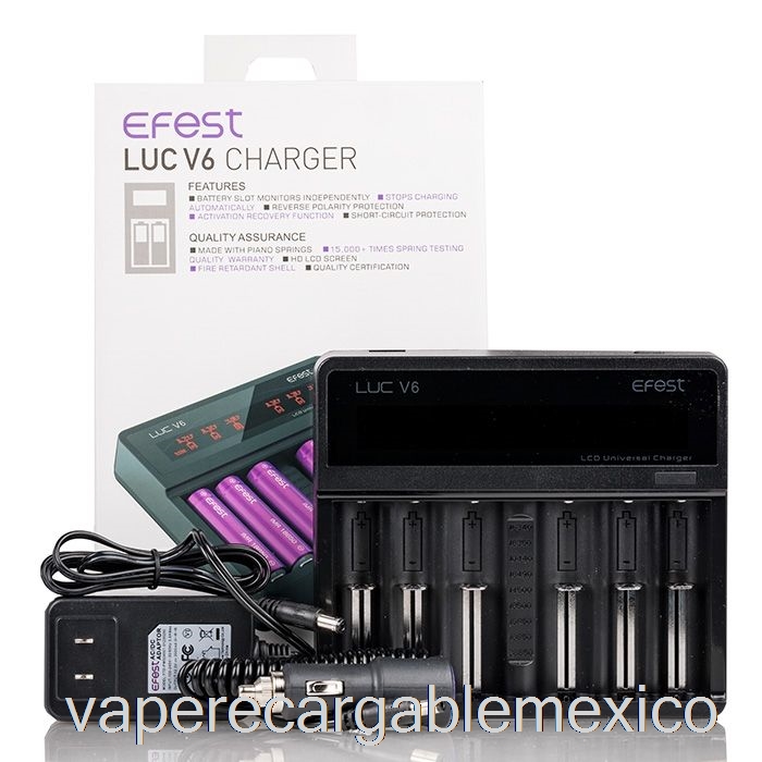 Vape Recargable Efest Luc V6 Cargador Universal Lcd De 6 Bahías