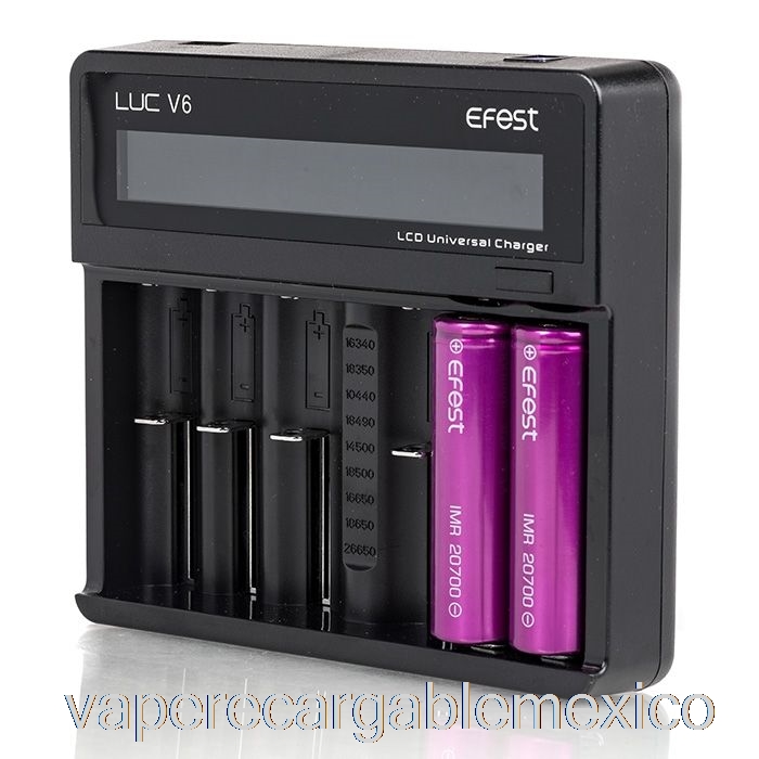 Vape Recargable Efest Luc V6 Cargador Universal Lcd De 6 Bahías