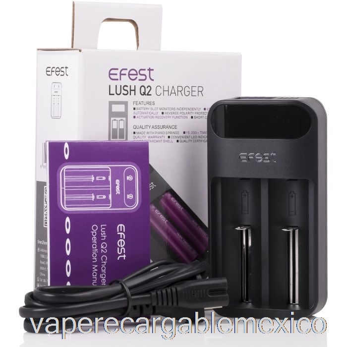 Vape Recargable Efest Lush Q2 Cargador De Batería LED Inteligente De 2 Bahías