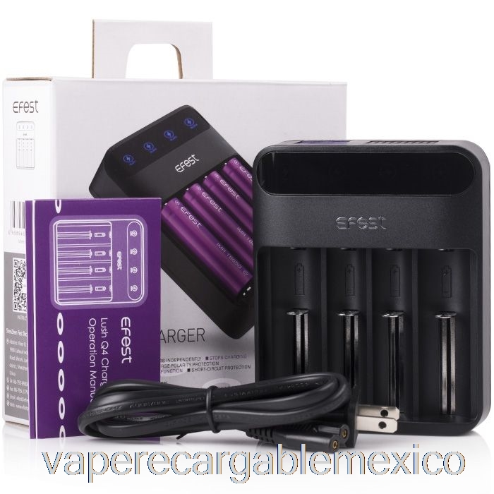 Vape Recargable Efest Lush Q4 Cargador De Batería LED Inteligente De 4 Bahías