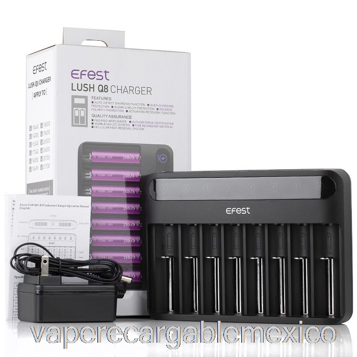 Vape Recargable Efest Lush Q8 Cargador De Batería Inteligente De 8 Bahías