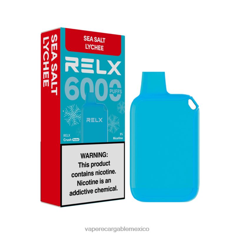 Vaper Sin Nicotina 8TZBL14 RELX Crush Pocket 6000 helado lichi de sal marina