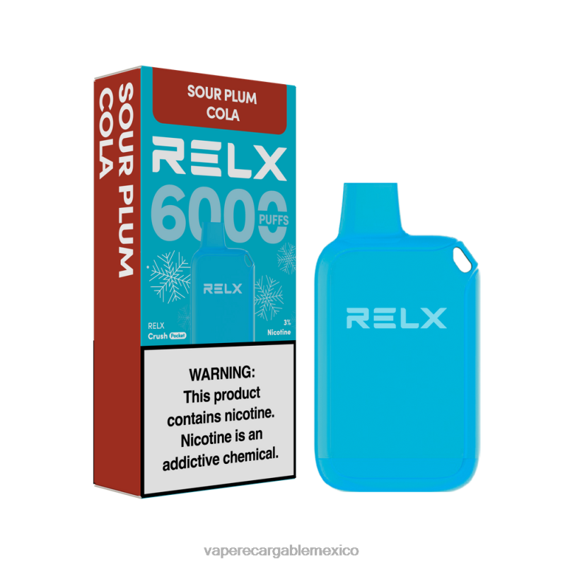 Vaper Sin Nicotina 8TZBL19 RELX Crush Pocket 6000 helado cola de ciruela agria