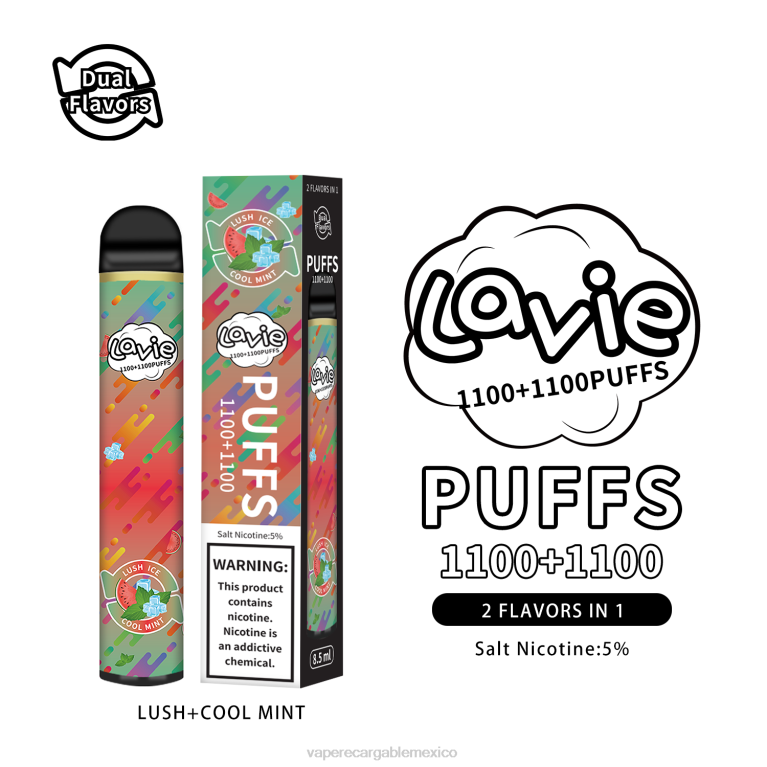 Vaper Sin Nicotina B6B2294 LAVIE BAR Switch 2200 bocanadas menta exuberante/fresca