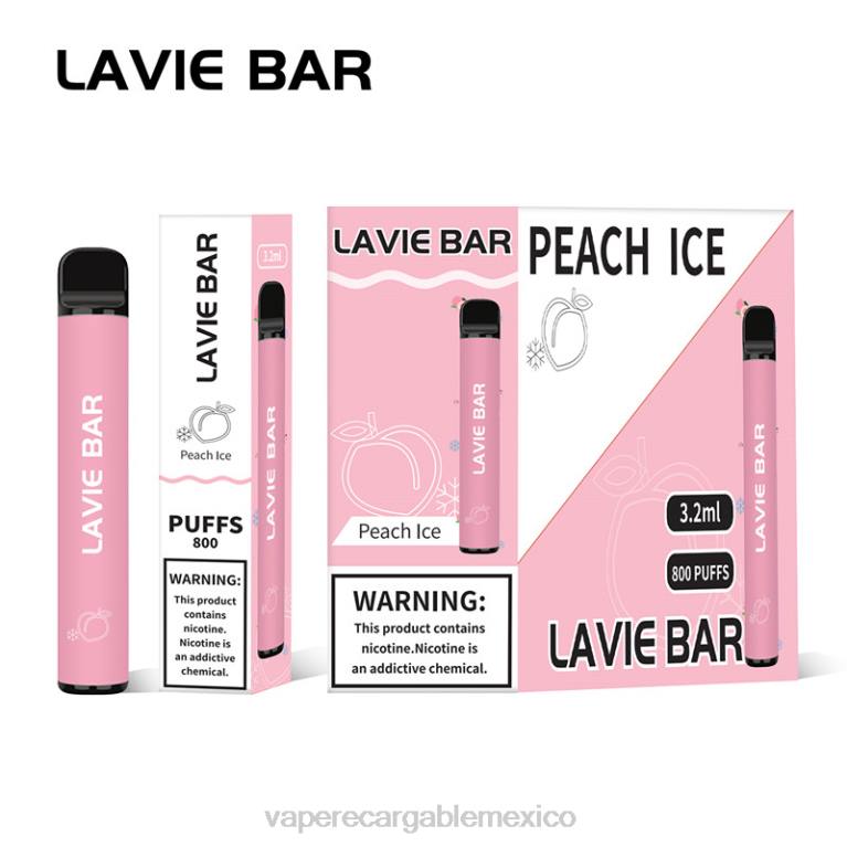 Vaper Sin Nicotina B6B2314 LAVIE BAR 800 bocanadas hielo de durazno