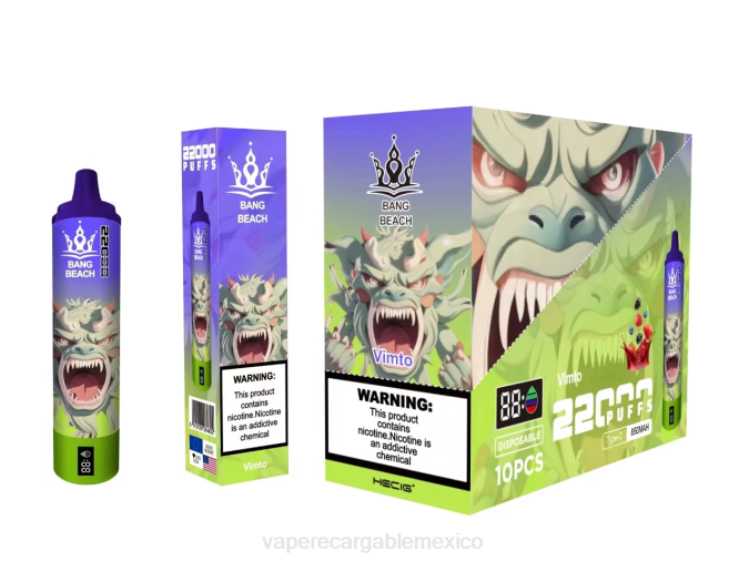 E-Liquid Mexico 82B618 Bang Beach Pantalla inteligente de 22000 inhalaciones vimto