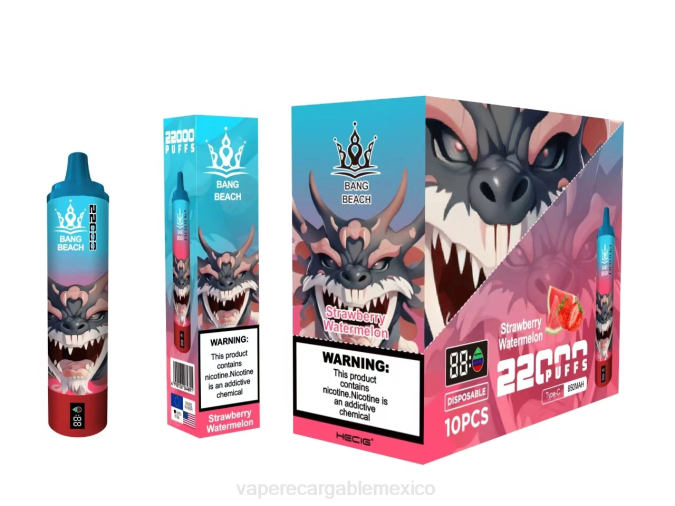 E-Liquid Mexico 82B623 Bang Beach Pantalla inteligente de 22000 inhalaciones sandia fresa