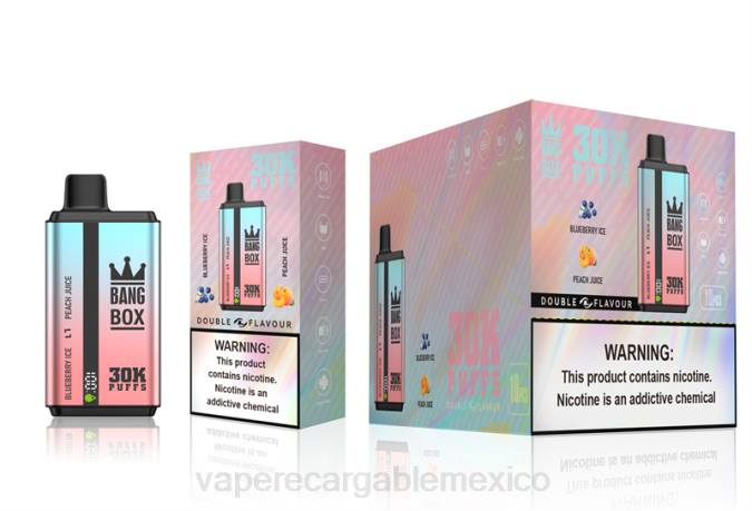 E-Liquid Mexico 82B663 Bang Box 30000 inhalaciones de dos sabores. hielo de arándanos y jugo de durazno