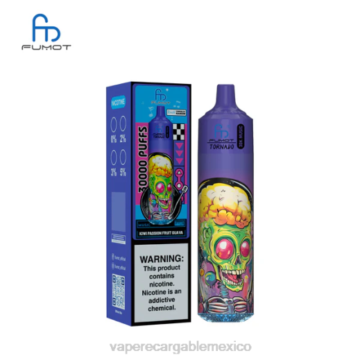 Fumot Tornado música de 30k kiwi maracuyá guayaba 8HNL14 Vaper Sin Nicotina