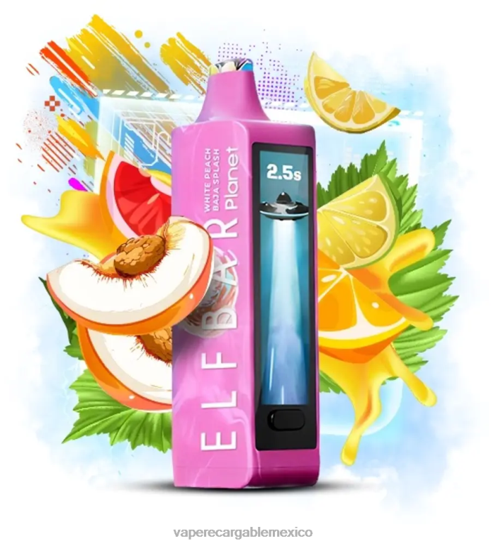 Vape Desechable 20BPZ20 Elf Bar Planet 25000 salpicadura de melocotón blanco baja