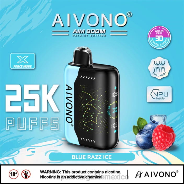 Vape Desechable JZX6345 Aivono AIM BOOM 25000 hielo azul