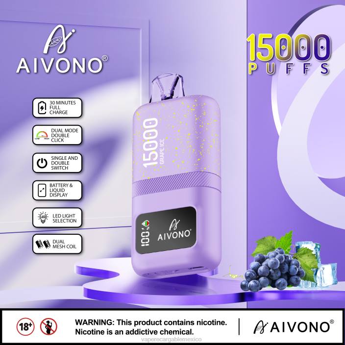 Vape Desechable JZX660 Aivono AIM magic 15000 hielo de uva