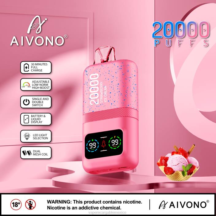 Vape Desechable JZX680 Aivono AIM magic 20000 helado de fresa