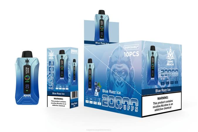 Vape México 82B611 Bang Beach vape elegante de la pantalla de 20000 soplos hielo azul