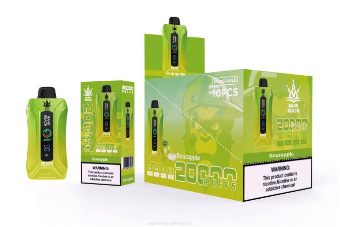 Vape México 82B61 Bang Beach vape elegante de la pantalla de 20000 soplos manzana agria