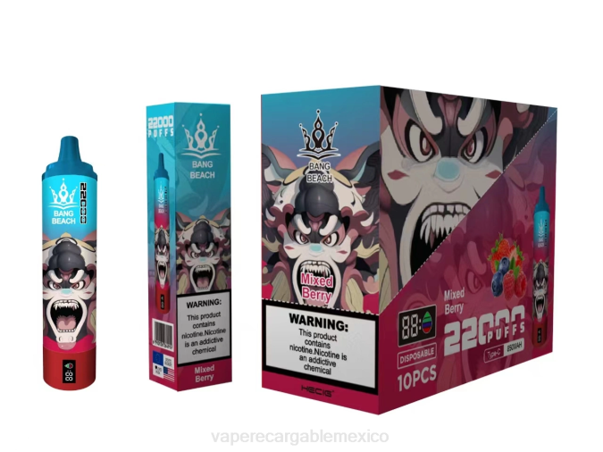 Vape México 82B621 Bang Beach Pantalla inteligente de 22000 inhalaciones bayas mixtas