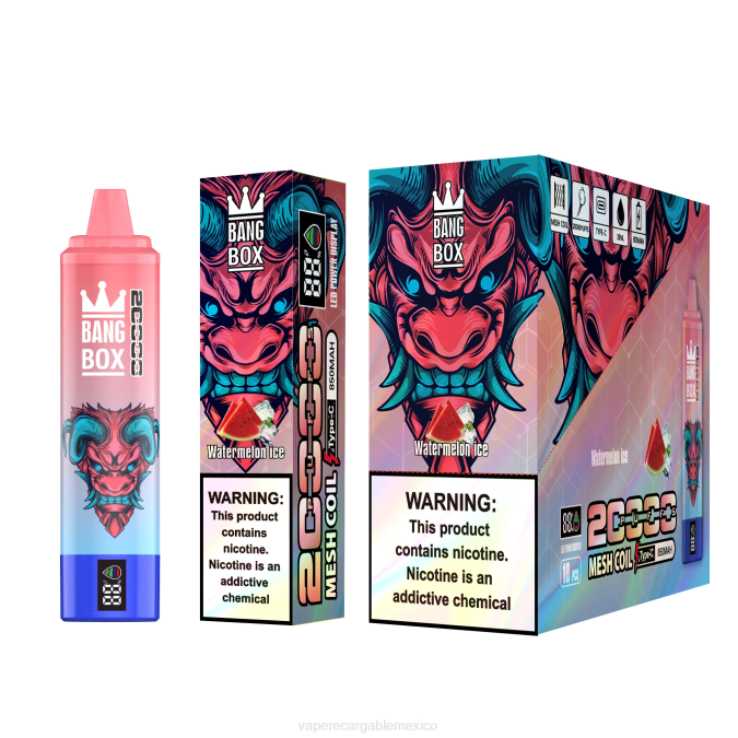 Vape México 82B656 Bang Box Pantalla inteligente de 20000 inhalaciones hielo de sandia
