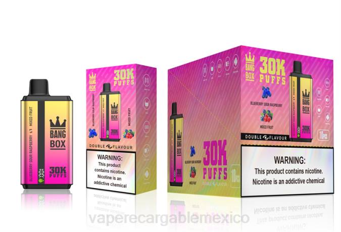 Vape México 82B666 Bang Box 30000 inhalaciones de dos sabores. arándanos, frambuesa ácida y frutas mixtas