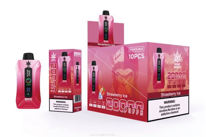 Vape México 82B66 Bang Beach vape elegante de la pantalla de 20000 soplos hielo de fresa