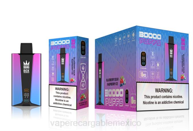 Vape México 82B681 Bang Box Pantalla inteligente de 30000 inhalaciones arándano frambuesa agria hielo