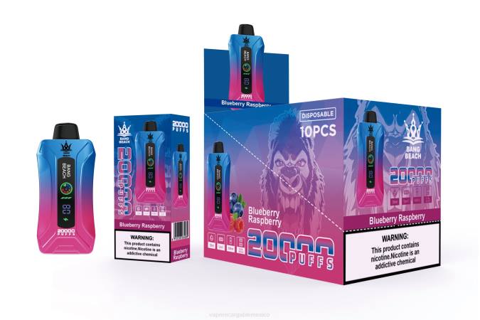 Vape Recargable 82B612 Bang Beach vape elegante de la pantalla de 20000 soplos frambuesa arándano