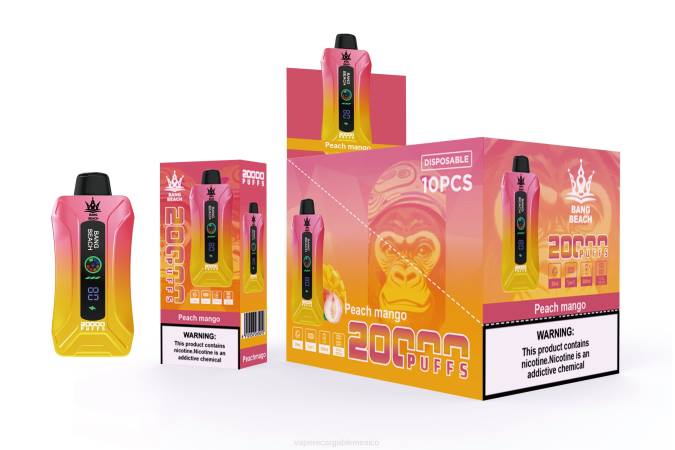 Vape Recargable 82B62 Bang Beach vape elegante de la pantalla de 20000 soplos mango durazno