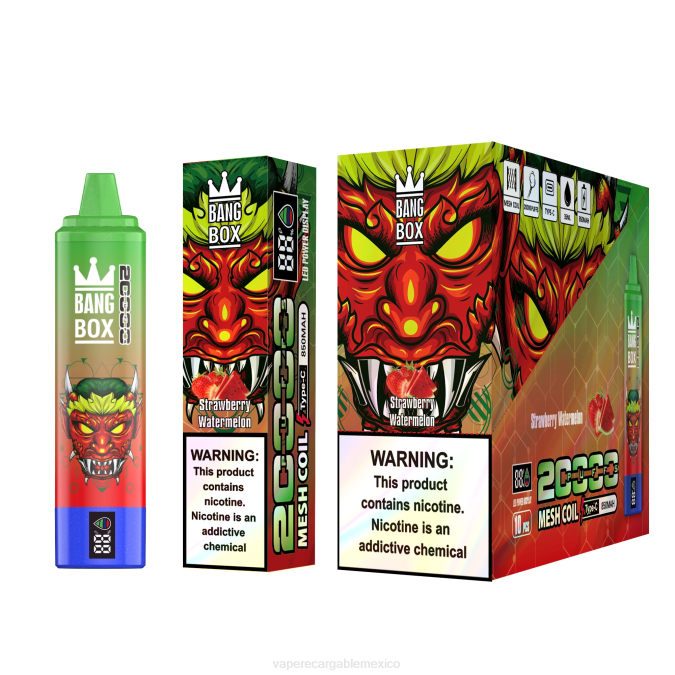 Vape Recargable 82B652 Bang Box Pantalla inteligente de 20000 inhalaciones sandia fresa