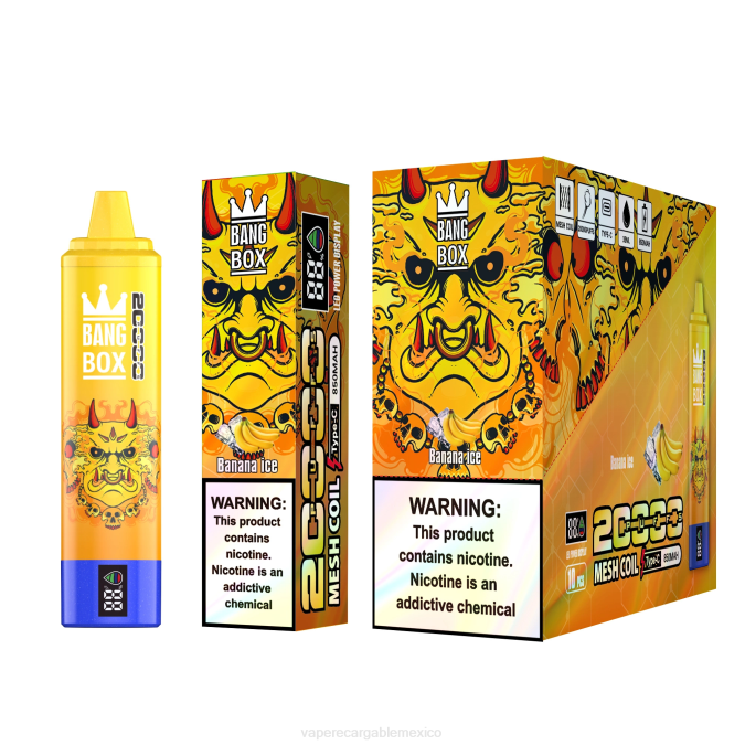 Vape Recargable 82B657 Bang Box Pantalla inteligente de 20000 inhalaciones hielo de plátano