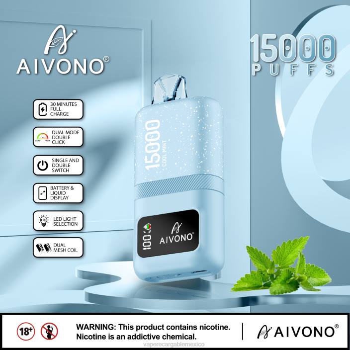 Vape Recargable JZX662 Aivono AIM magic 15000 menta fresca