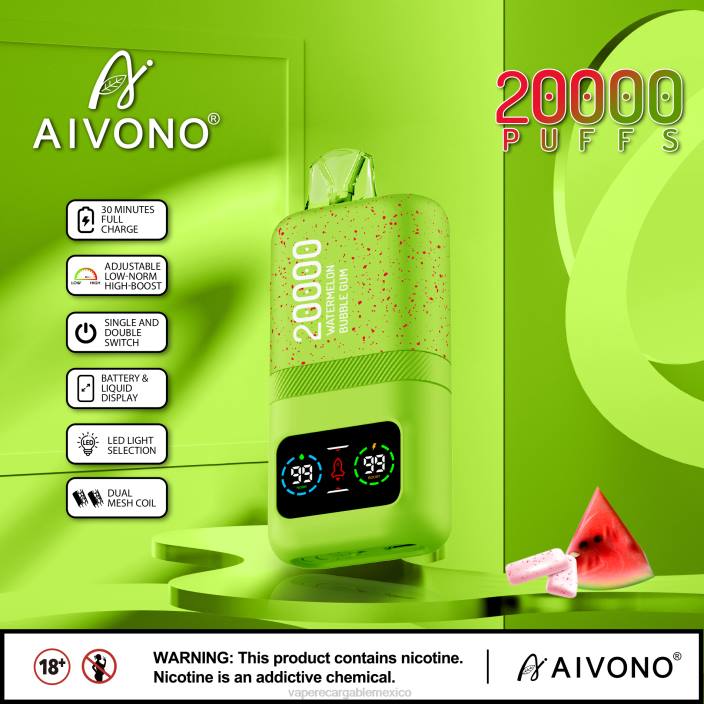Vape Recargable JZX682 Aivono AIM magic 20000 chicle de sandía