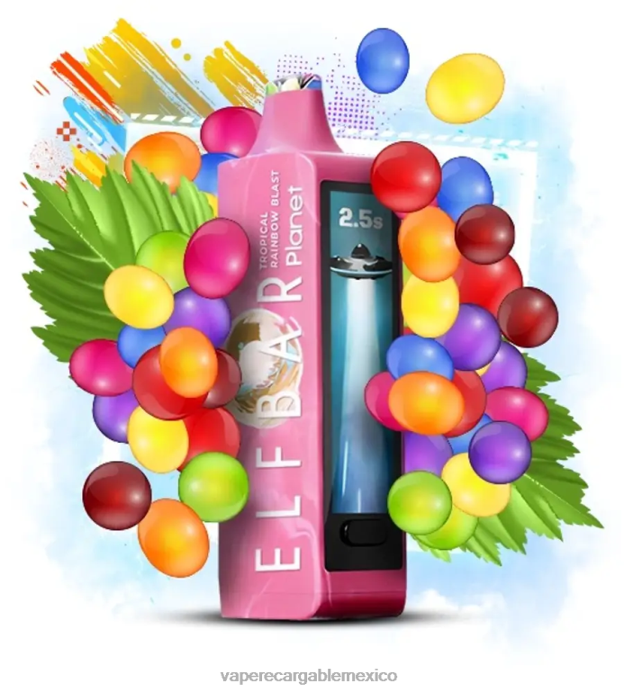 Vaper Sin Nicotina 20BPZ29 Elf Bar Planet 25000 explosión del arco iris tropical