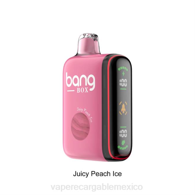 Vaper Sin Nicotina 82B629 Bang Box Pantalla de potencia inteligente de 9000-18000 inhalaciones jugoso hielo de durazno