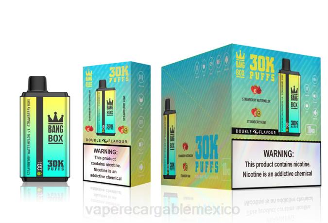 Vaper Sin Nicotina 82B664 Bang Box 30000 inhalaciones de dos sabores. sandía fresa y kiwi fresa