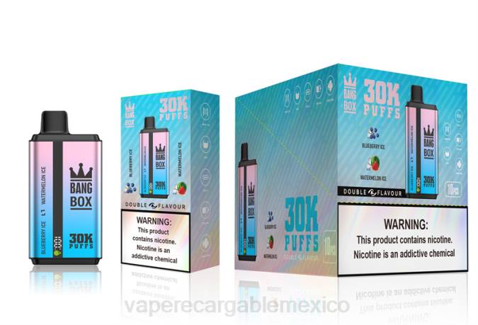 Vaper Sin Nicotina 82B669 Bang Box 30000 inhalaciones de dos sabores. hielo de arándanos y hielo de sandía