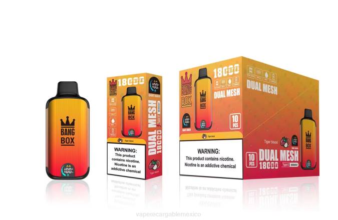 Vaper Sin Nicotina 82B694 Bang Box 18000 bocanadas sangre de tigre