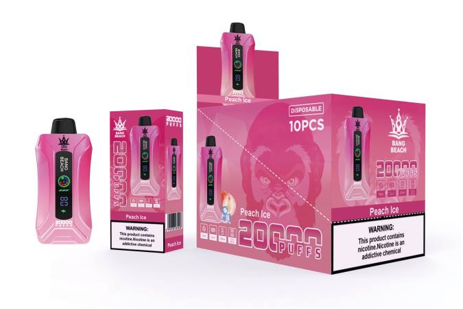 Vaper Sin Nicotina 82B69 Bang Beach vape elegante de la pantalla de 20000 soplos hielo de durazno