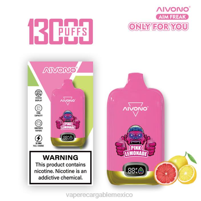 Vaper Sin Nicotina JZX6249 Aivono AIM FREAK 13000 limonada rosa