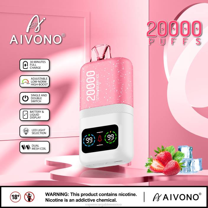 Vaper Sin Nicotina JZX674 Aivono AIM magic 20000 hielo de fresa