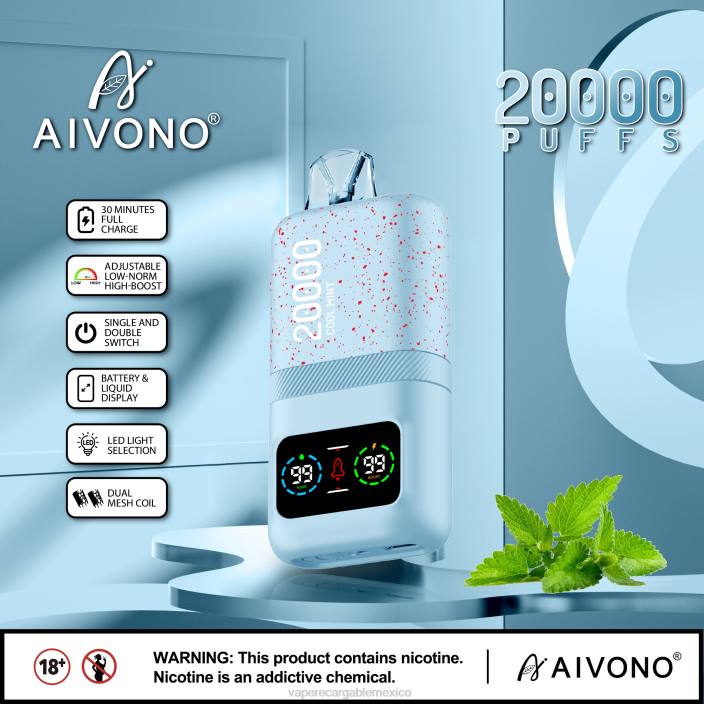Vaper Sin Nicotina JZX684 Aivono AIM magic 20000 menta fresca