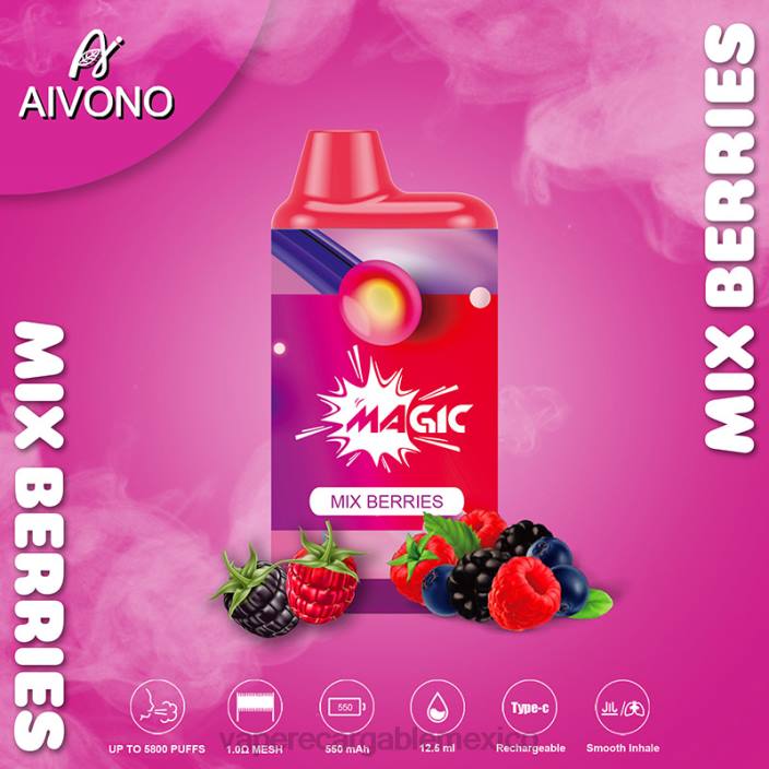 Vape Desechable JZX6100 Aivono AIM MAGIC cigarrillo de caja de 5800 bocas mezclar bayas