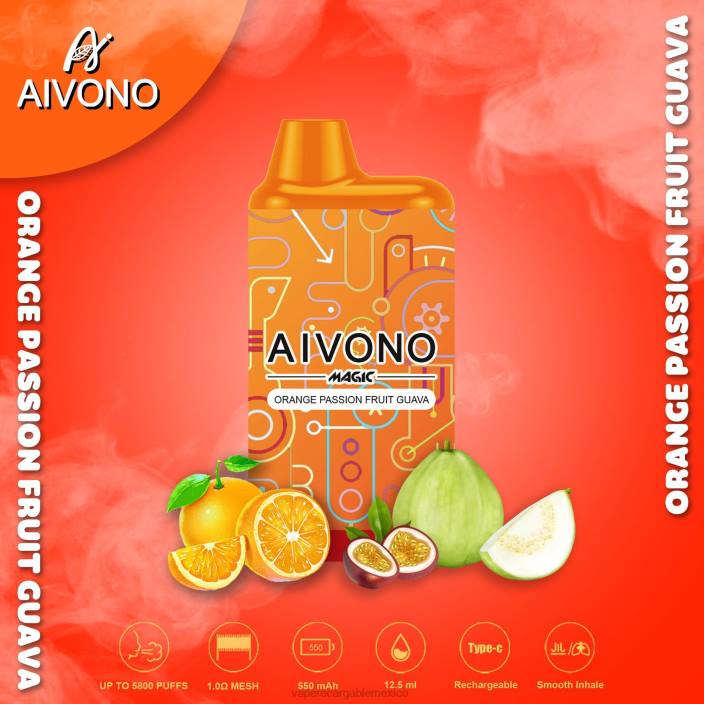 Vape Desechable JZX690 Aivono AIM MAGIC cigarrillo de caja de 5800 bocas naranja maracuyá guayaba
