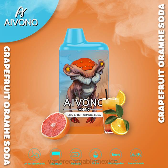 Vape México JZX6101 Aivono AIM MAGIC cigarrillo de caja de 5800 bocas refresco de pomelo y naranja