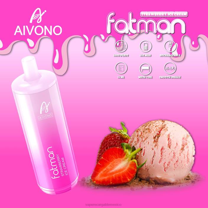 Vape México JZX621 Aivono FATMAN 6800 helado de fresa