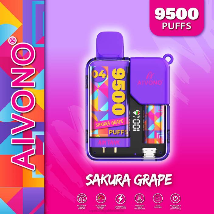 Vape México JZX636 Aivono AIM TANK 9500 uva sakura