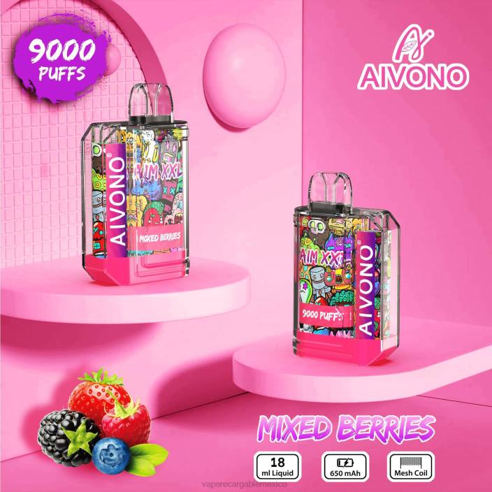 Vape México JZX651 Aivono AIM XXL 9000 pegatina boca transparente bayas mixtas