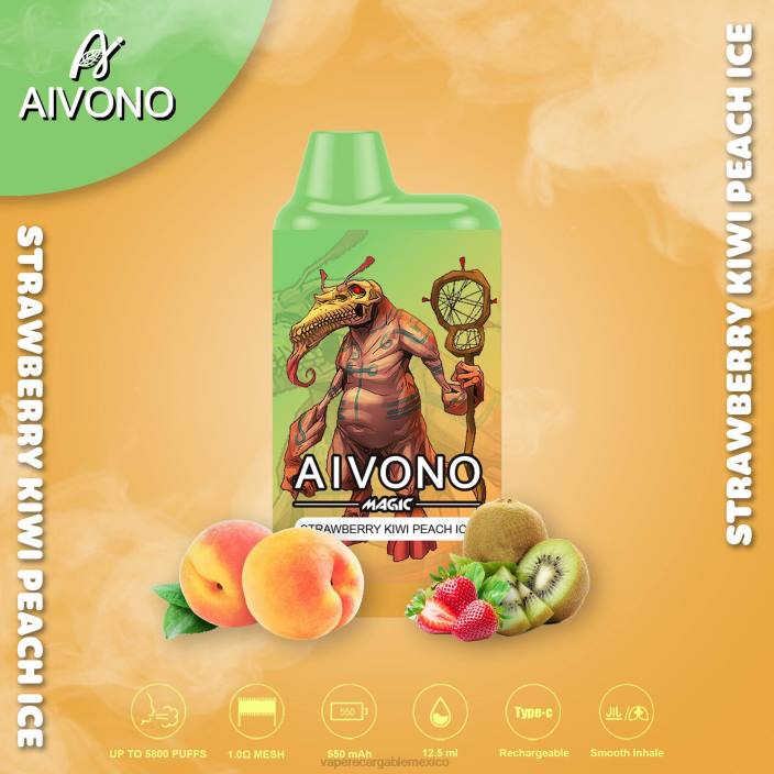 Vape México JZX696 Aivono AIM MAGIC cigarrillo de caja de 5800 bocas fresa kiwi melocotón hielo