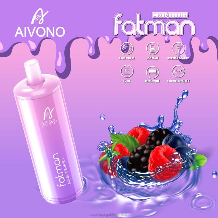 Vape Recargable JZX627 Aivono FATMAN 6800 bayas mixtas